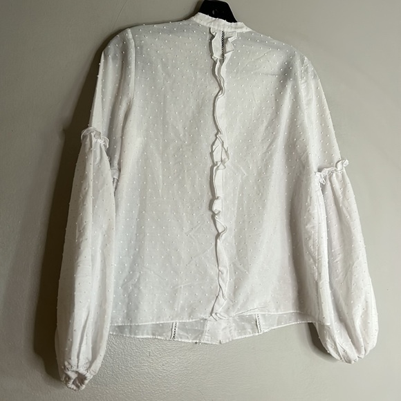 ALEXIS Lyric Button-Front Long-Sleeve Cotton Dobby Blouse white xs shirt - Picture 5 of 7